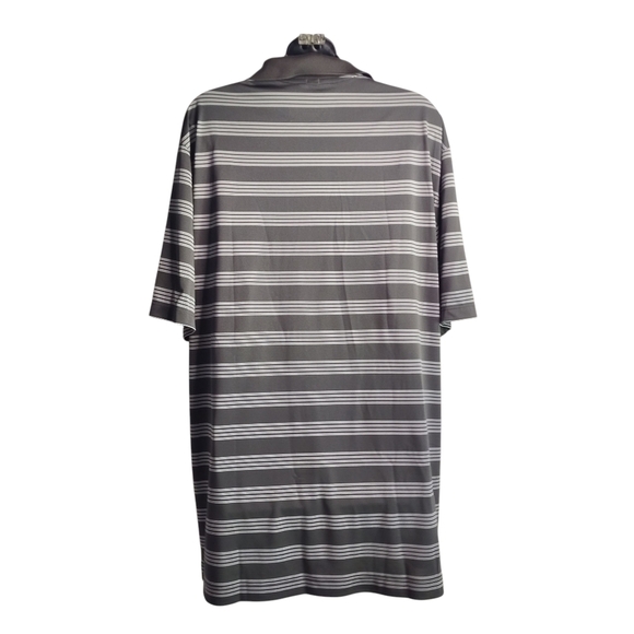 Nike Golf Men's Dri Fit Polo Shirt White Black Striped 1/4 Button Size XL - Picture 2 of 6
